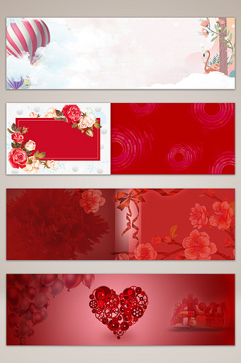 红色浪漫鲜花banner海报背景图片