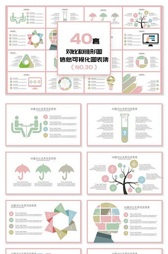 40套小清新信息可视化PPT图表模板图片