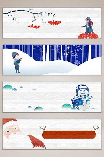 卡通圣诞节雪地冬季banner海报背景图片