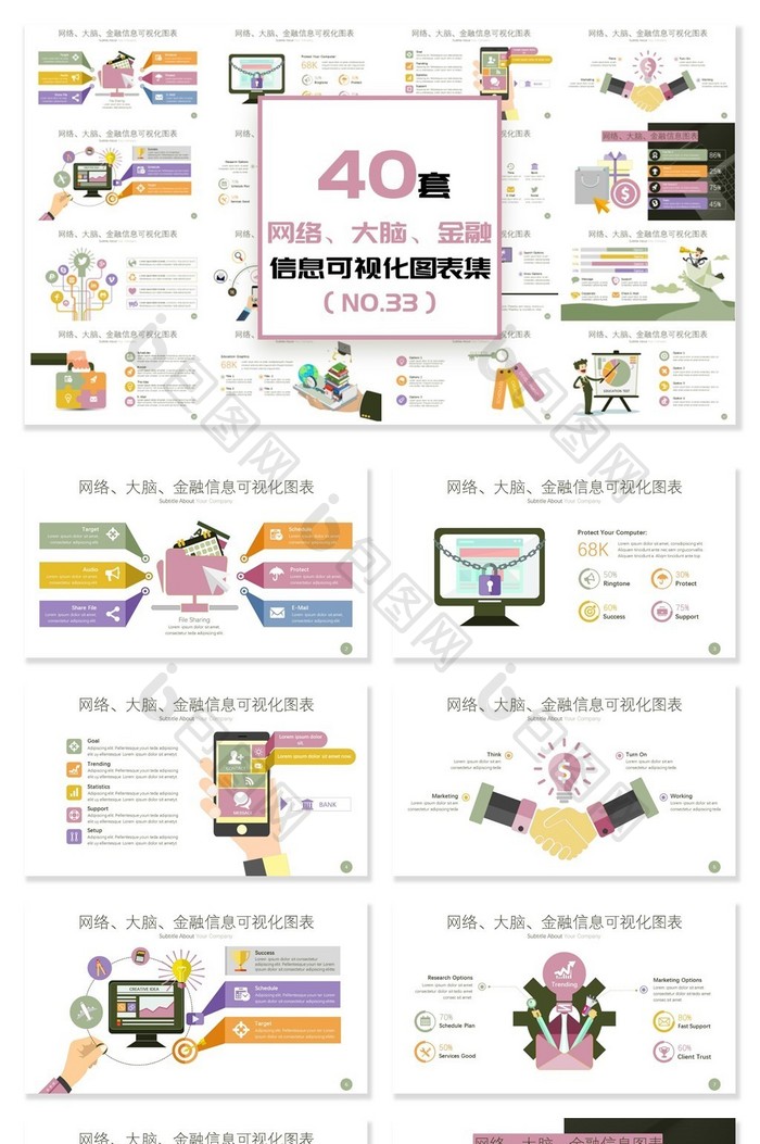 40套网络、金融信息可视化PPT图表