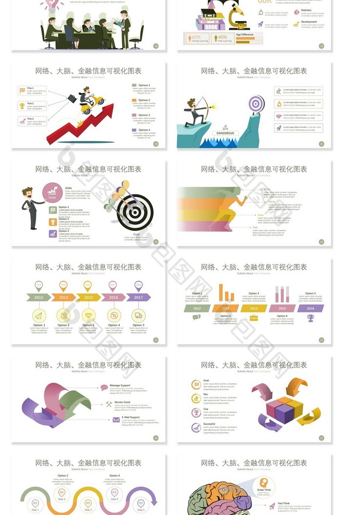 40套网络、金融信息可视化PPT图表