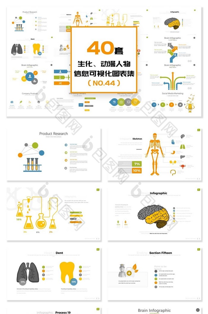 40套生化动漫人物信息可视化PPT图表