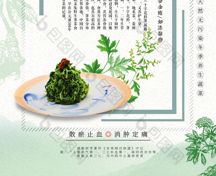 小清新简约荠菜海报设计