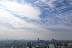 东莞城市蓝天白云高楼建筑航拍摄影图