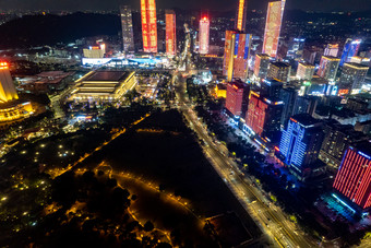 东莞鸿福路夜景灯光航拍摄影图