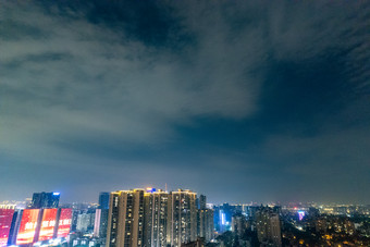 佛山电视塔夜景灯光航拍摄影图