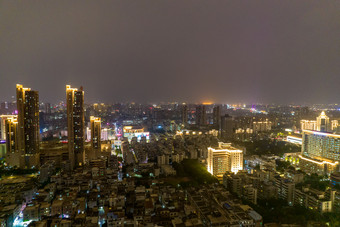 佛山千灯湖魁星阁夜景灯光航拍摄影图