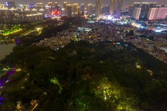 佛山千灯湖魁星阁夜景灯光航拍摄影图