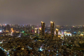 佛山千灯湖魁星阁夜景灯光航拍摄影图