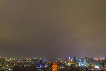 佛山千灯湖魁星阁夜景灯光航拍摄影图