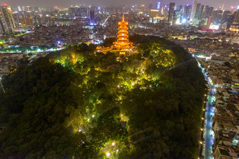 佛山千灯湖魁星阁夜景灯光航拍摄影图