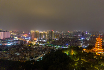 佛山千灯湖魁星阁夜景灯光航拍摄影图