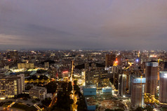 广东东莞城市CBD夜景灯光航拍摄影图