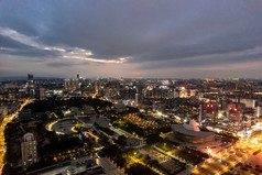 广东东莞城市CBD夜景灯光航拍摄影图