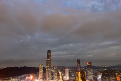 广东东莞城市CBD夜景灯光航拍摄影图