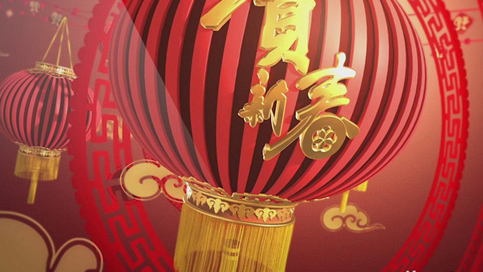 新年中国红图文开场AE模板