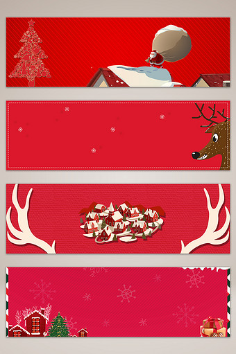 红色简约圣诞节电商淘宝banner背景图图片
