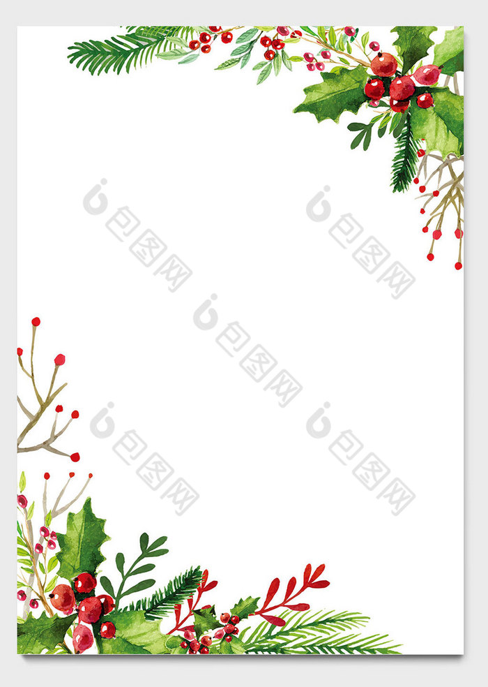 水彩绛珠果边框装饰圣诞节信纸【word文档下载】-包图网