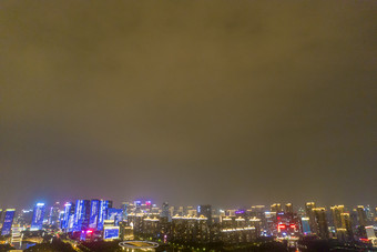 广东佛山城市礌岗公园夜景灯光航拍摄影图