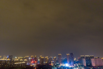 广东佛山城市礌岗公园夜景灯光航拍摄影图