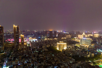 广东佛山城市礌岗公园夜景灯光航拍摄影图