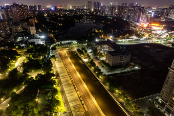 广东佛山城市夜景灯光航拍摄影图