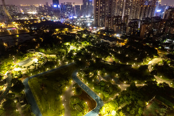 广东佛山城市夜景灯光航拍摄影图