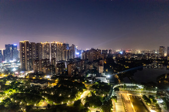 广东佛山城市夜景灯光航拍摄影图