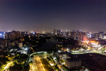 广东佛山城市夜景灯光航拍摄影图