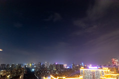 广东佛山电视塔地标建筑夜景航拍摄影图