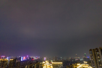 广东佛山电视塔夜景灯光航拍摄影图