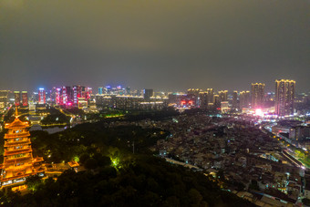 广东<strong>佛山魁星阁</strong>夜景灯光航拍摄影图