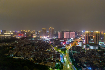 广东<strong>佛山魁星阁</strong>夜景灯光航拍摄影图