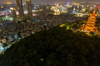 广东佛山魁星阁夜景灯光航拍摄影图