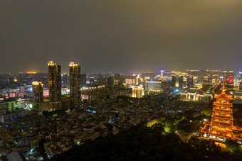 广东佛山魁星阁夜景灯光航拍摄影图