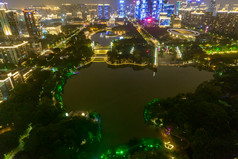 广东佛山千灯湖夜景灯光航拍摄影图