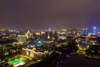 广东佛山千灯湖夜景灯光航拍摄影图