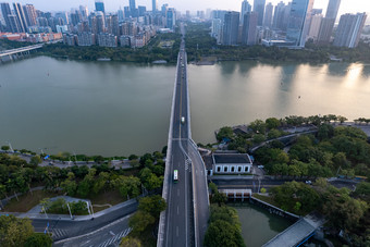 广东惠州城市清晨航拍摄影图