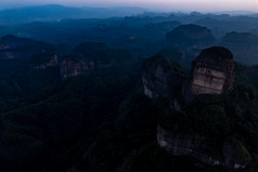 广东韶关丹霞山5A景区晚霞航拍摄影图