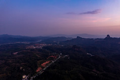 广东韶关丹霞山日落晚霞夕阳航拍摄影图