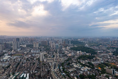 广东中山城市夕阳晚霞航拍摄影图