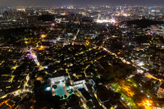 广东中山城市夜景交通航拍摄影图