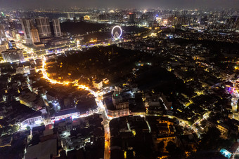 广东中山城市夜景交通航拍摄影图
