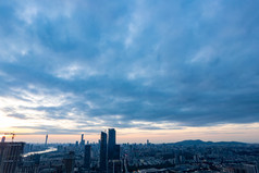 广州城市夕阳晚霞航拍摄影图