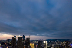 广州城市夕阳晚霞夜幕降临夜景航拍摄影图