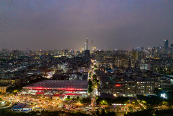 广州夜景大景航拍摄影图