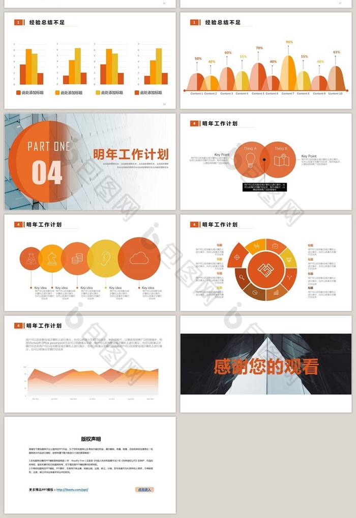 2018橙色简约工作汇报PPT模板