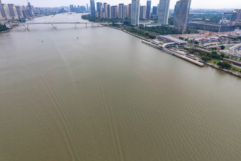 广州珠江城市风光航拍摄影图