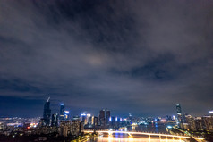 广州珠江城市夜景灯光航拍摄影图