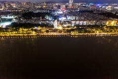 广州珠江城市夜景灯光航拍摄影图